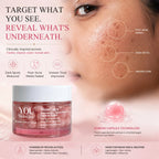 Skincare product advertisement with a jar labeled 'YOU Skincare' and text highlighting skin concerns and product benefits.