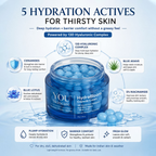 YOU Skincare HydraBloom Capsule Cream with hydration active ingredients on a blue background