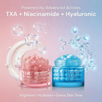 Two skincare cream jars, one pink and one blue, with 'YOU Skincare' branding on a gradient background.