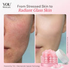 before and after skin showing dark spot reduction and brighter even skin tone using TXA niacinamide capsule cream