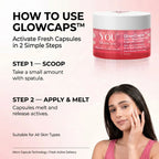 how to use capsule cream showing scoop and apply steps where capsules melt and release fresh active ingredients for skin