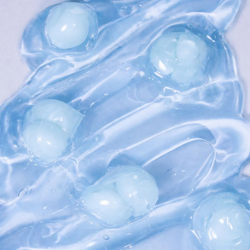 Close up of HydraBloom capsule gel texture with hyaluronic acid capsules delivering deep hydration smooth texture and barrier repair suitable for Indian skin by YOU Skincare