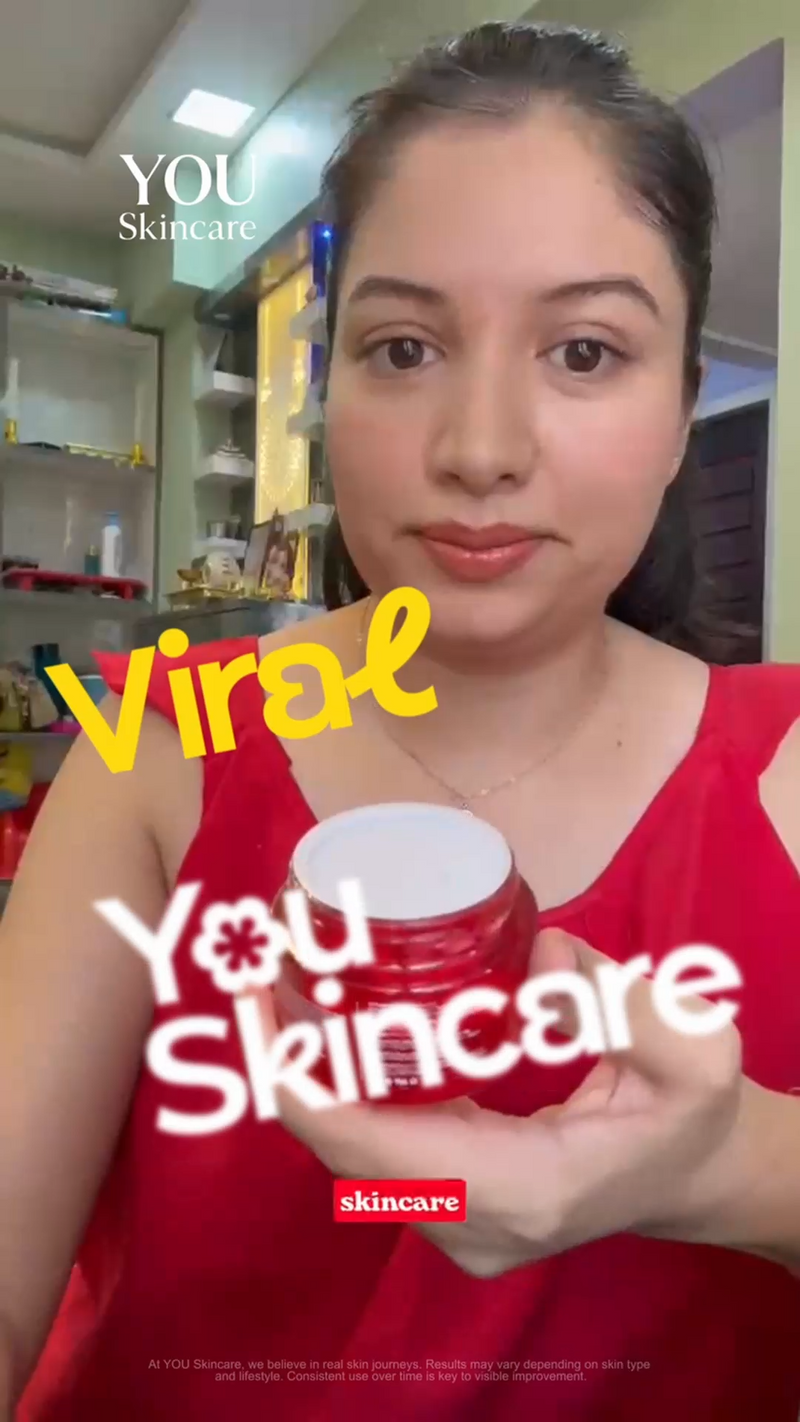 you skincare Woman introducing red rose pdrn capsule cream 10% pdrn Skin Repair Firmness Glow Vegan